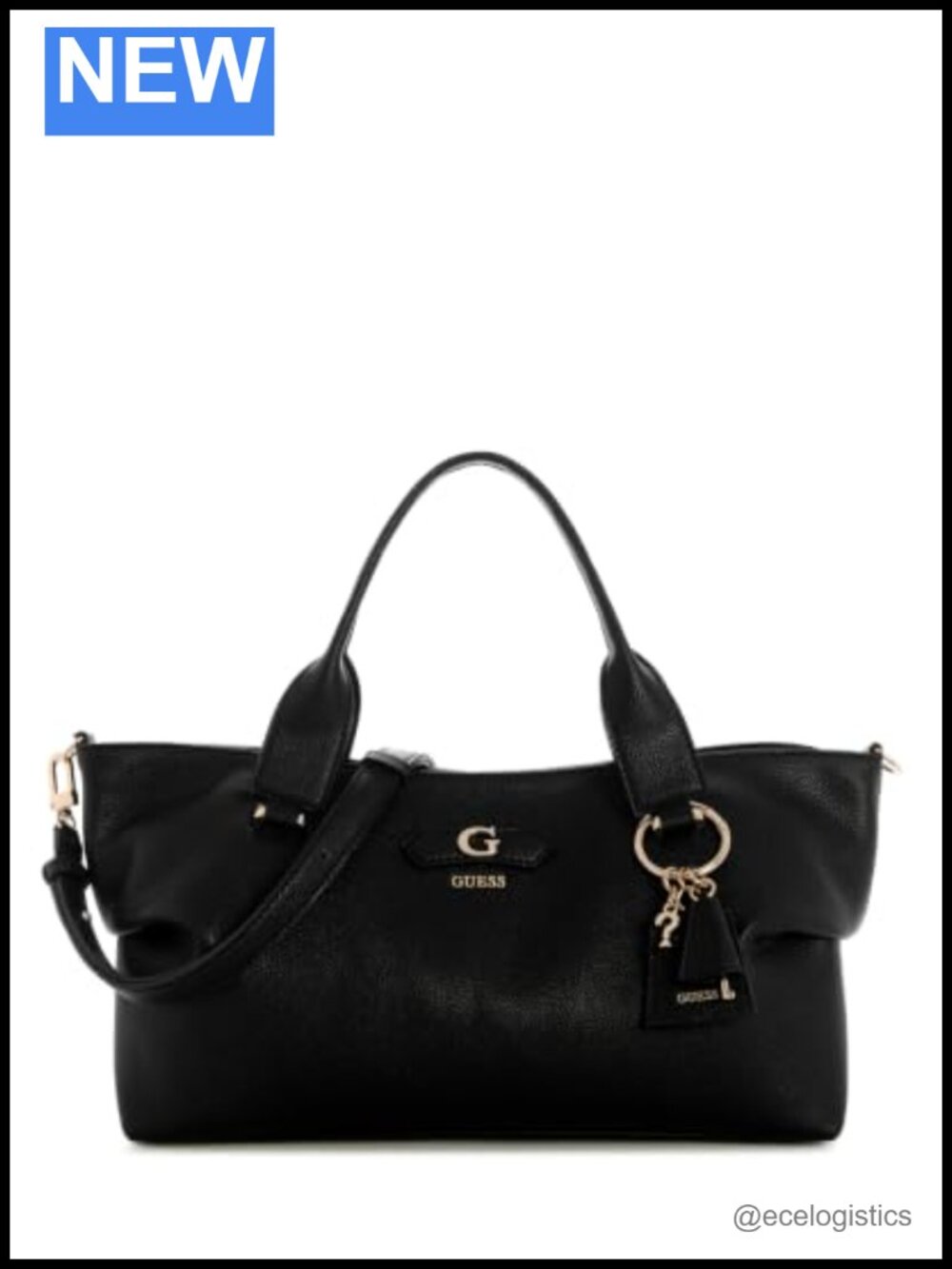 Eco Pebble PU Triple Compartment Satchel Purse with Crossbody Strap Gold